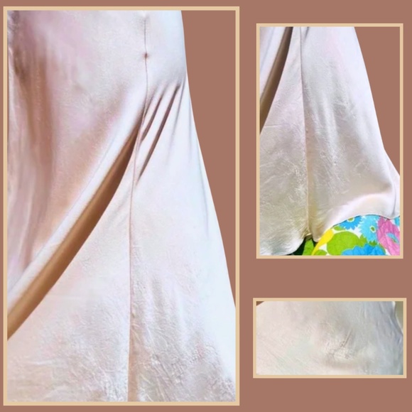 Rare Silk Slip Dress Pink Lace Maxi Vintage Bias Cut UK Made Designer Medium - Picture 8 of 11